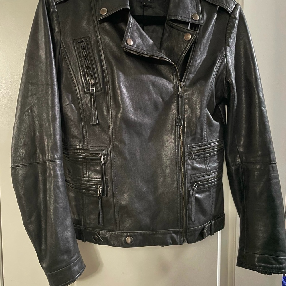 Lamb Skin Jacket Little Joe Women Black Leather Moto Size S Australian Brand
